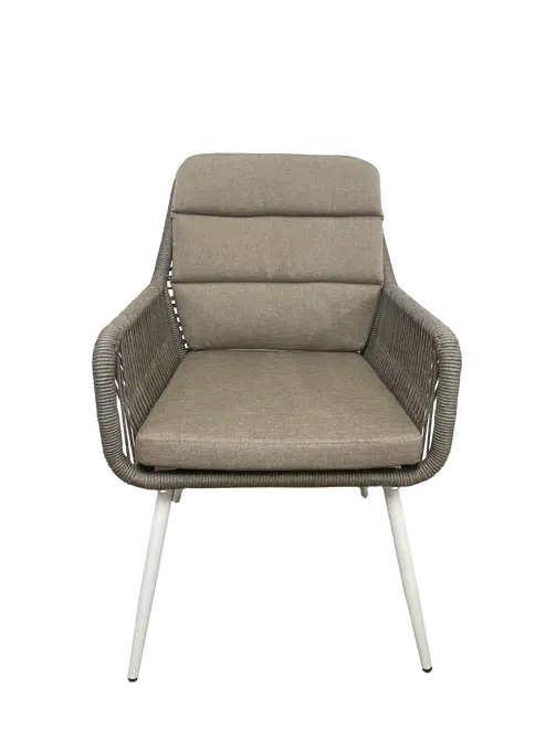 Vita Damian diningstoel taupe met zit en rugkussen voorkant, Vita, tuincentrumoutlet.com