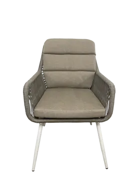 Vita Damian diningstoel taupe met zit en rugkussen voorkant, Vita, tuincentrumoutlet.com
