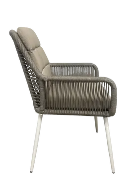 Vita Damian diningstoel taupe met zit en rugkussen zijkant rechts, Vita, tuincentrumoutlet.com