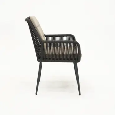 Vita Damian diningstoel zwart met zit en rugkussen zijkant rechts, Vita, tuincentrumoutlet.com