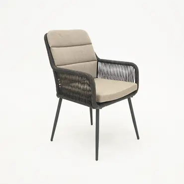 Vita Damian diningstoel zwart met zit en rugkussen voorkant, Vita, tuincentrumoutlet.com