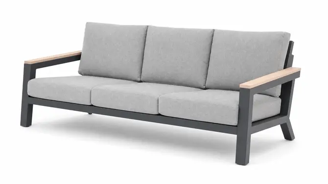 Vita Emerson loungeset antraciet 4-delig met teak look arm liggers - Vita tuinmeubelen - afbeelding 4