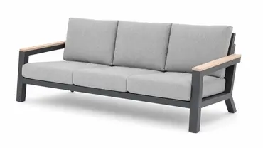 Vita Emerson loungeset antraciet 4-delig met teak look arm liggers - Vita tuinmeubelen - afbeelding 4