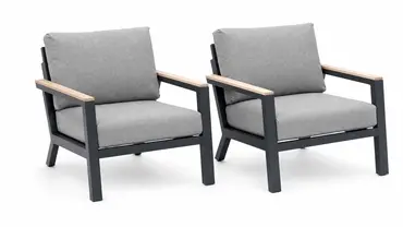 Vita Emerson loungeset antraciet 4-delig met teak look arm liggers - Vita tuinmeubelen - afbeelding 5