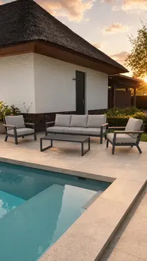 Vita Emerson loungeset antraciet 4-delig met teak look arm liggers - Vita tuinmeubelen - afbeelding 3