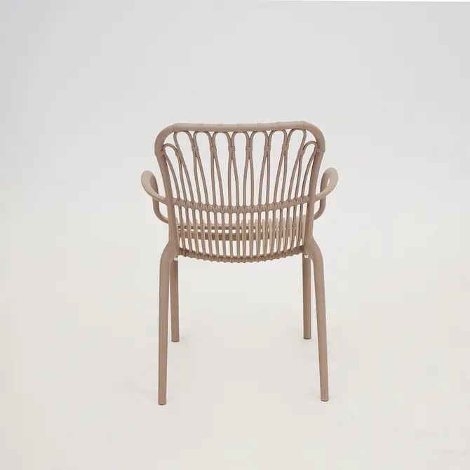 Vita Madrid diningstoel stapelbaar taupe achterkant, Vita, tuincentrumoutlet.com