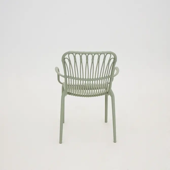 Vita Madrid diningstoel stapelbaar vergrijsd groen achterkant, Vita, tuincentrumoutlet.com