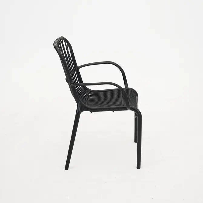 Vita Madrid diningstoel stapelbaar zwart zijkant, Vita, tuincentrumoutlet.com