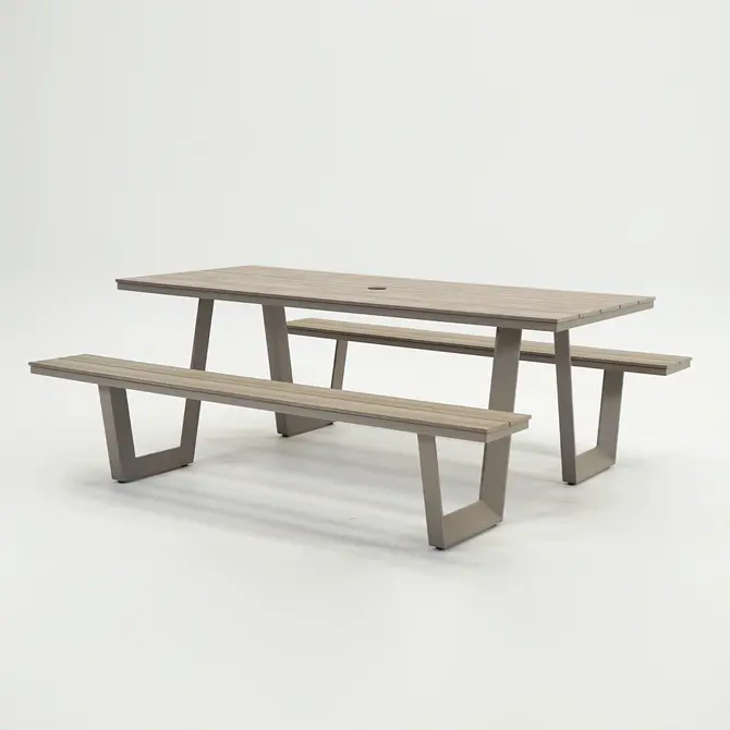 Vita Massa rechthoekige picknicktafel taupe, Vita tuinmeubelen, tuincentrumoutlet.com