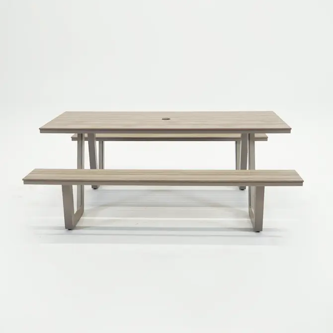 Vita Massa rechthoekige picknicktafel taupe zij, Vita tuinmeubelen, tuincentrumoutlet.com