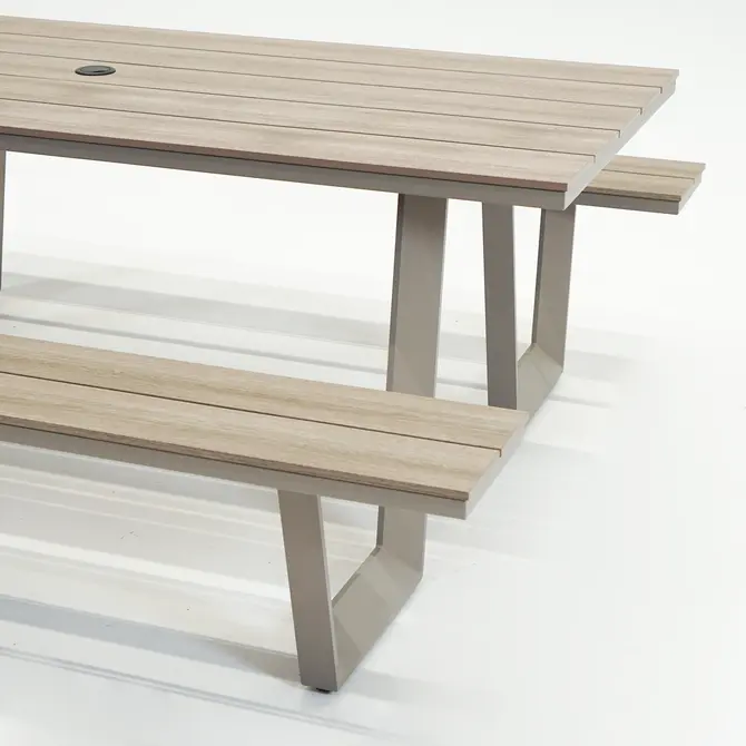 Vita Massa rechthoekige picknicktafel taupe bankje, Vita tuinmeubelen, tuincentrumoutlet.com