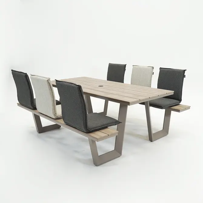 Vita Massa rechthoekige picknicktafel taupe met napoli, Vita tuinmeubelen, tuincentrumoutlet.com