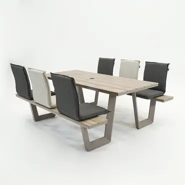Vita Massa rechthoekige picknicktafel taupe met napoli, Vita tuinmeubelen, tuincentrumoutlet.com