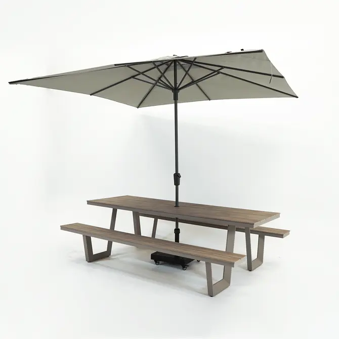 Vita Massa rechthoekige picknicktafel parasol taupe XL, Vita tuinmeubelen, tuincentrumoutlet.com