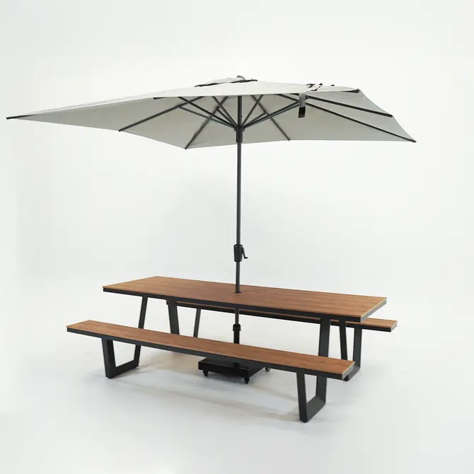 Vita Massa rechthoekige picknicktafel XL met parasol, Vita tuinmeubelen, tuincentrumoutlet.com
