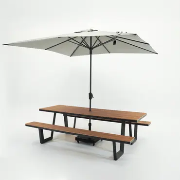 Vita Massa rechthoekige picknicktafel XL met parasol, Vita tuinmeubelen, tuincentrumoutlet.com