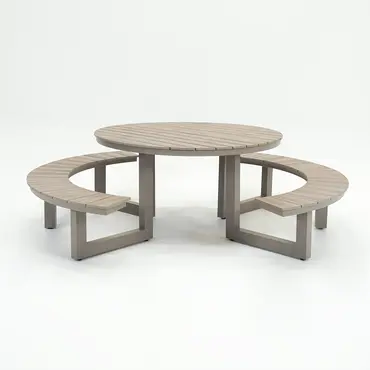 Vita Massa ronde picknicktafel taupe, Vita tuinmeubelen, tuincentrumoutlet.com