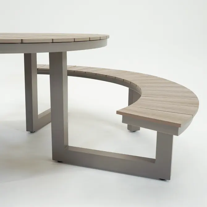 Vita Massa ronde picknicktafel taupe bank, Vita tuinmeubelen, tuincentrumoutlet.com
