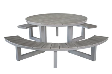 Vita Massa ronde picknicktafel taupe, Vita tuinmeubelen, tuincentrumoutlet.com