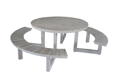 Vita Massa ronde picknicktafel taupe zij, Vita tuinmeubelen, tuincentrumoutlet.com