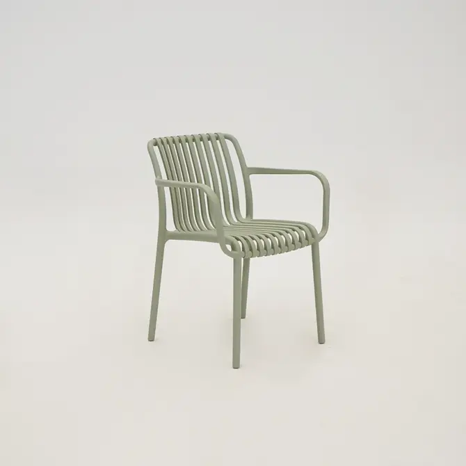 Vita Porto diningstoel stapelbaar vergrijsd groen schuin, Vita, tuincentrumoutlet.com