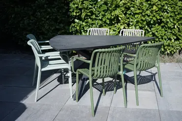 Vita Porto diningstoel stapelbaar vergrijsd groen sfeer, Vita, tuincentrumoutlet.com