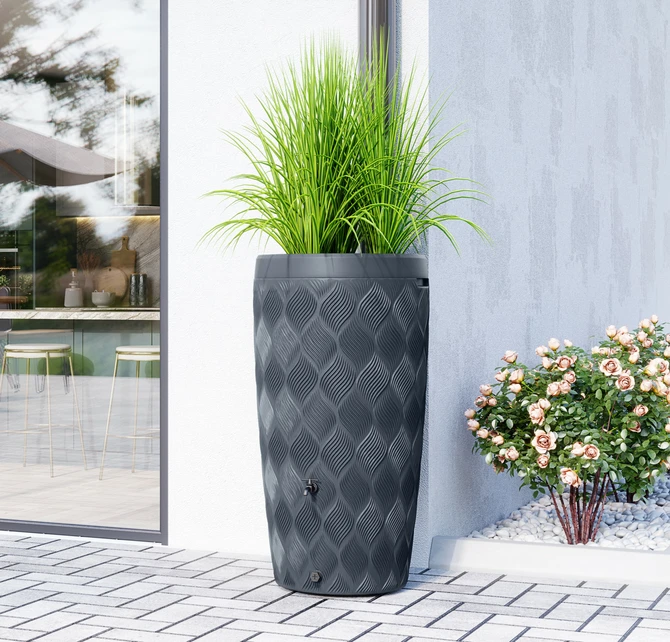 Vita Regenton Flow antraciet 240L, incl. vulautomaat, kraan met Gardena koppeling en plantenbak - afbeelding 10