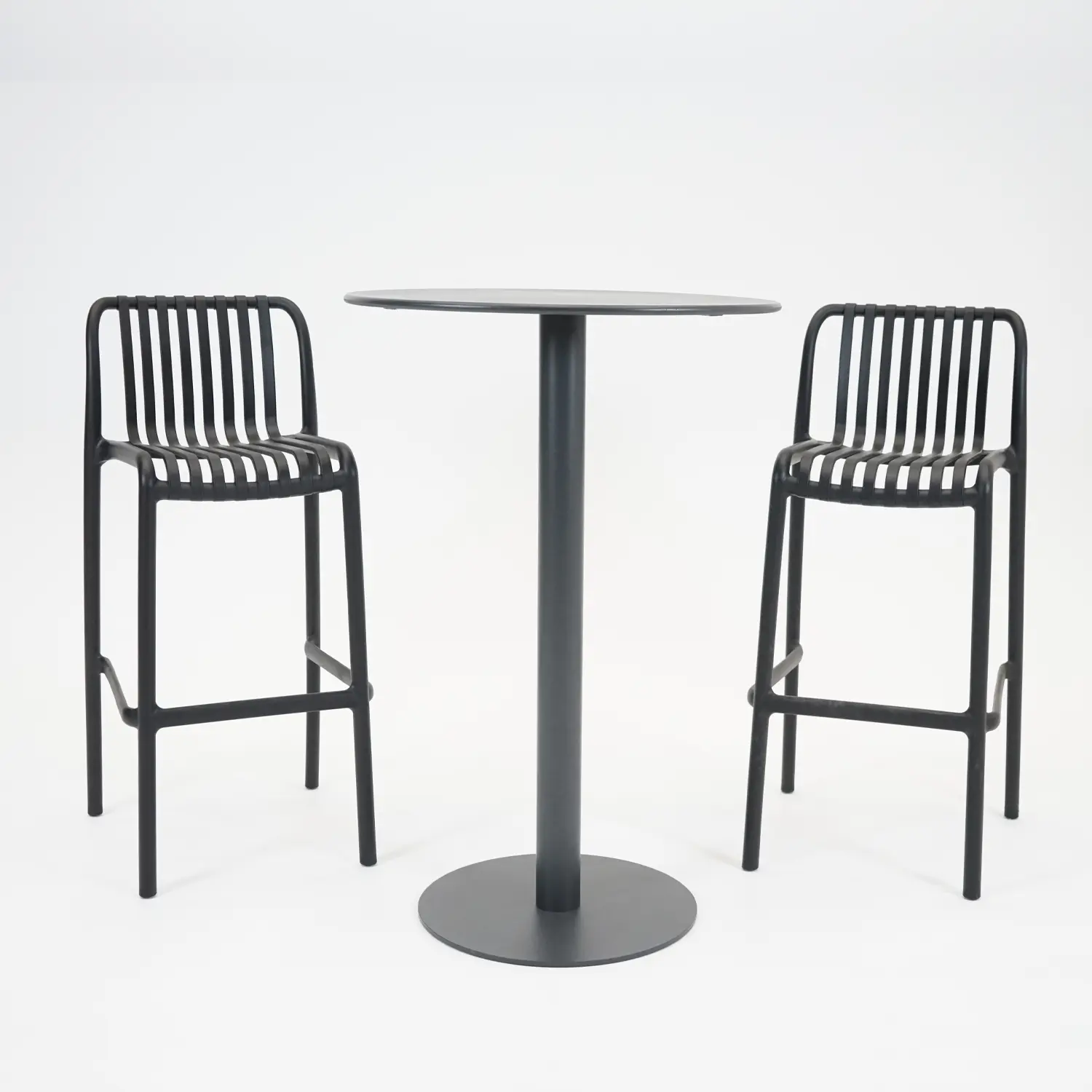 Vita Santo bartafel Ø70 met 2 Porto barstoelen zwart afbeelding