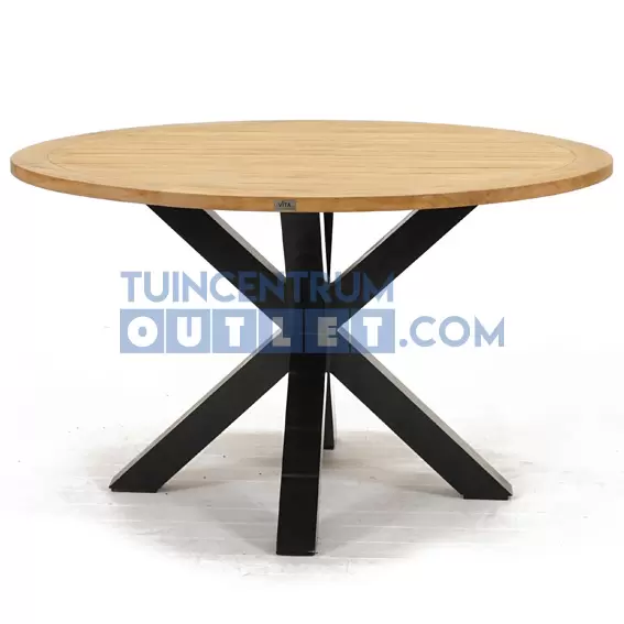 Vita Tuintafel Spectral rond teak spinpoot Ø130cm, tuincentrumoutlet.com