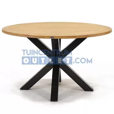 Vita Tuintafel Spectral rond teak spinpoot Ø130cm, tuincentrumoutlet.com