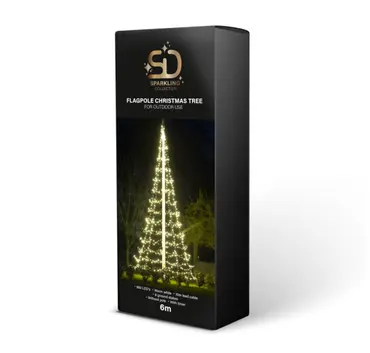 Vlaggenmast kerstboom 960 led Sparkling Collection - in verpakking - tuincentrumoutlet.com