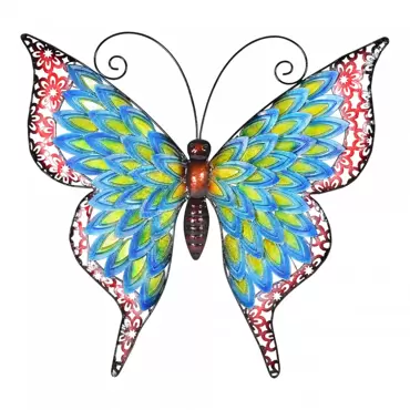 Vlinder blauw h43cm