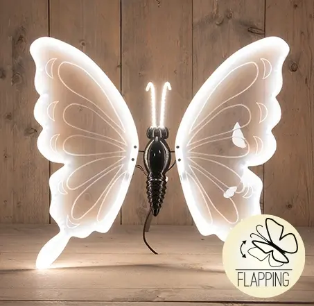 VLINDER LED WARM WIT 60CM BEWEGENDE VLEUGELS - 5MTR AANLOOPSNOER - IP44 TRANSFORMER - COLOURBOX, Anna's collection, tuincentrumoutlet.com