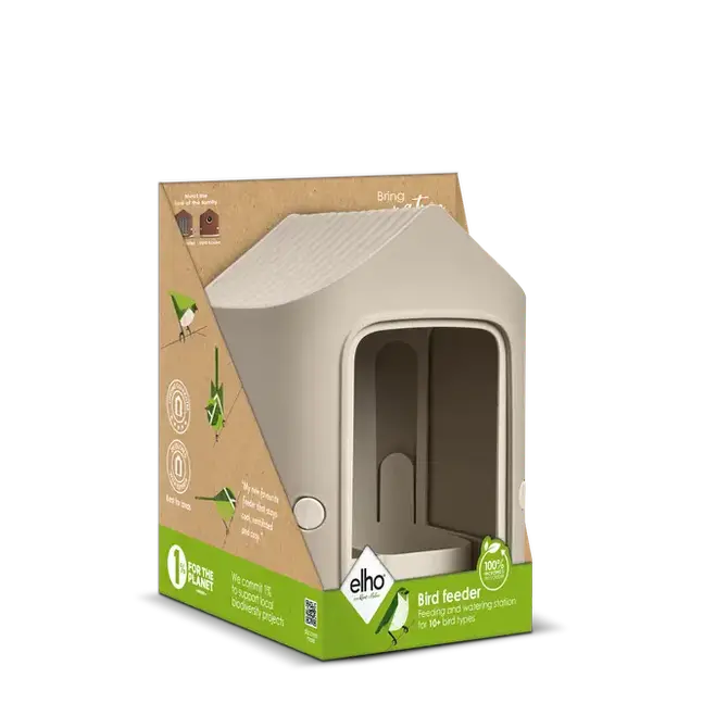 Voedersilo cosy 18cm beige verpakking, Elho, tuincentrumoutlet.com