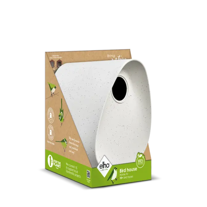 Vogelhuis essential 18cm grijs in verpakking, Elho, tuincentrumoutlet.com