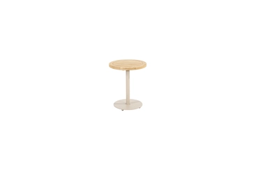 Volta teak bijzettafel centrale poot latte 45 cm. Ø (H 55), 4 Seasons Outdoor, tuincentrumoutlet