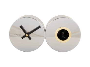 Wall clock Duo Cuckoo chrome plated, present time, tuincentrumoutlet.com