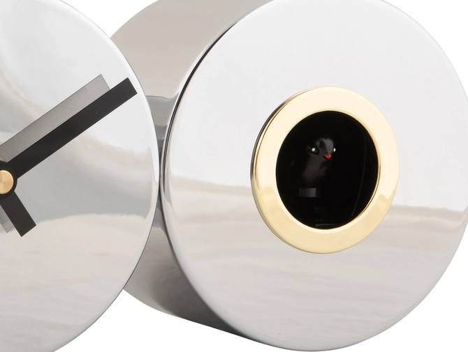 Wall clock Duo Cuckoo chrome plated detail, present time, tuincentrumoutlet.com