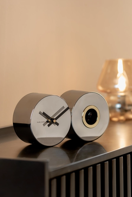 Wall clock Duo Cuckoo chrome plated sfeer, present time, tuincentrumoutlet.com