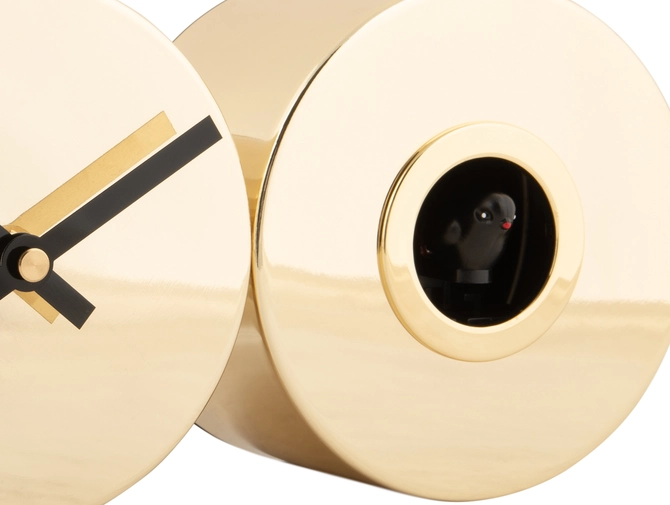 Wall clock Duo Cuckoo gold plated detail, present time, tuincentrumoutlet.com