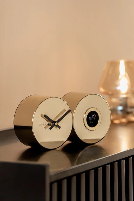 Wall clock Duo Cuckoo gold plated sfeer, present time, tuincentrumoutlet.com