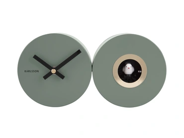 Wall clock Duo Cuckoo matt jungle green, present time, tuincentrumoutlet.com