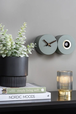 Wall clock Duo Cuckoo matt jungle green sfeer, present time, tuincentrumoutlet.com