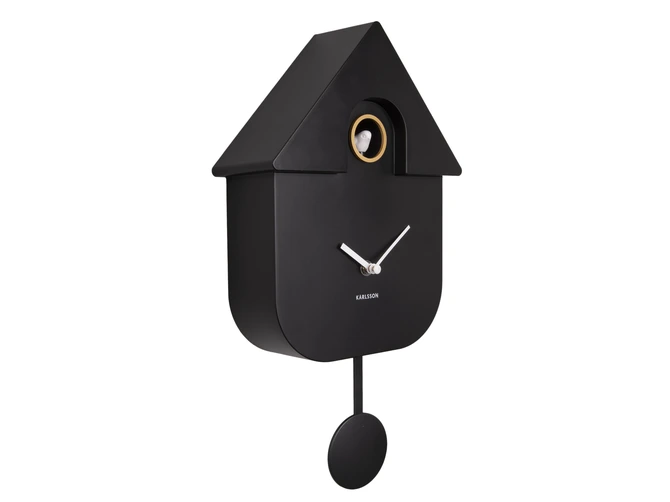Wall clock Modern Cuckoo ABS black schuin, present time, tuincentrumoutlet.com