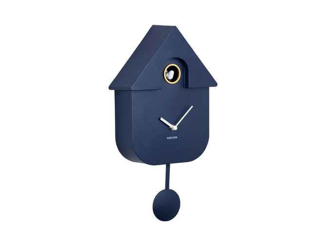 Wall clock Modern Cuckoo ABS dark blue schuin, present time, tuincentrumoutlet.com