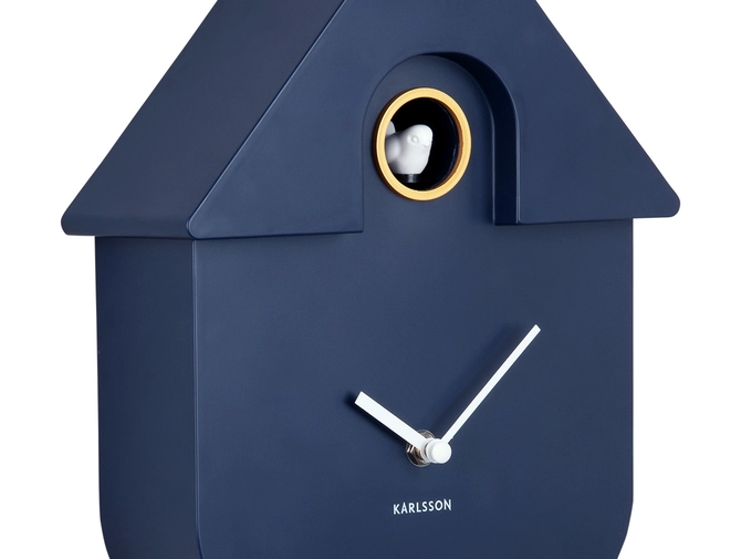 Wall clock Modern Cuckoo ABS dark blue details, present time, tuincentrumoutlet.com