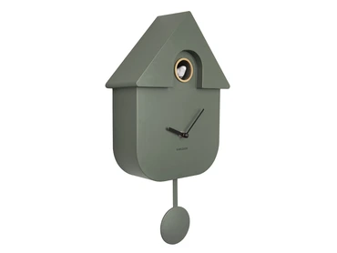 Wall clock Modern Cuckoo ABS jungle green schuin, present time, tuincentrumoutlet.com