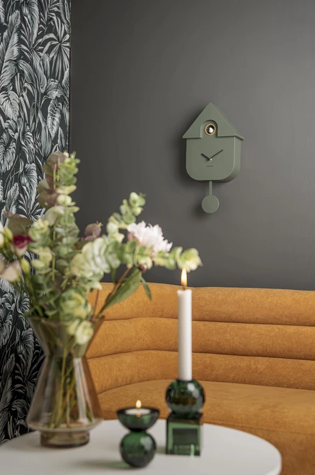 Wall clock Modern Cuckoo ABS jungle green sfeer, present time, tuincentrumoutlet.com