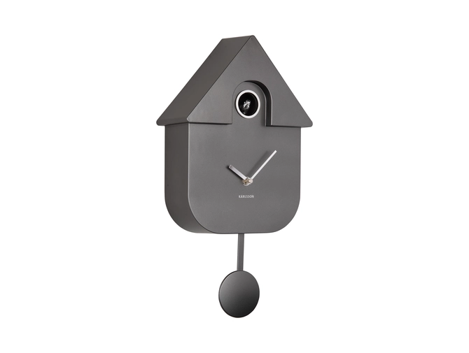 Wall clock Modern Cuckoo ABS metallic dark grey, present time, tuincentrumoutlet.com