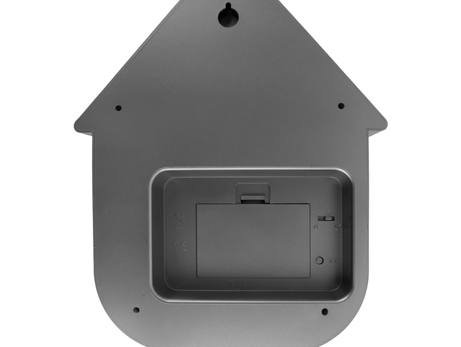 Wall clock Modern Cuckoo ABS metallic dark grey achterkant, present time, tuincentrumoutlet.com